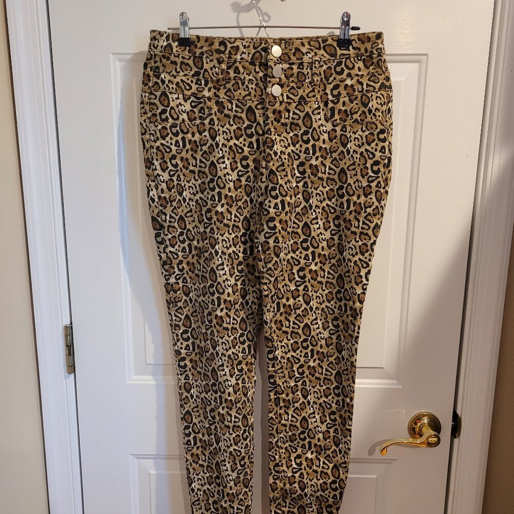 Adorable leopard print pants trousers jeans women's 15 skinny